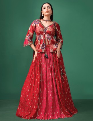 Red silk printed premium lehenga choli for wedding wear