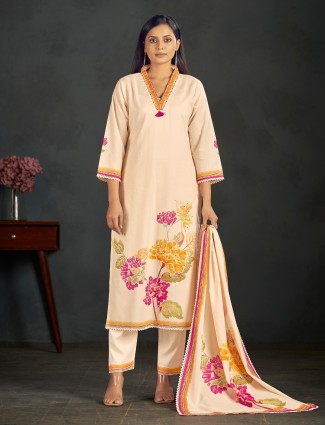 Elegant cream silk kurti set for women