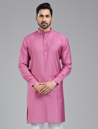 Traditional dark pink plain kurta