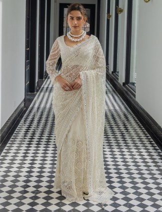 White net wedding wear saree