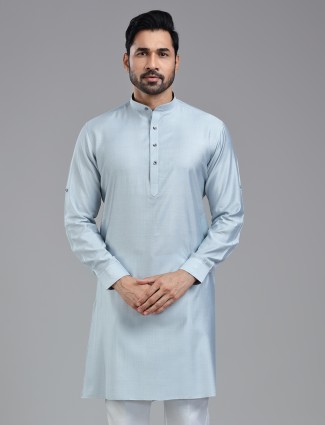 Elegant pastle blue sober festive wear kurta for festive