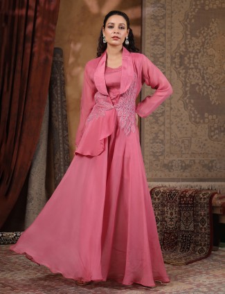 Pink designer kurti set for women in georgette