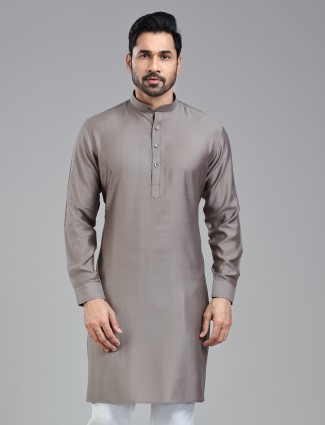 Classic taupe grey festival ready kurta for men
