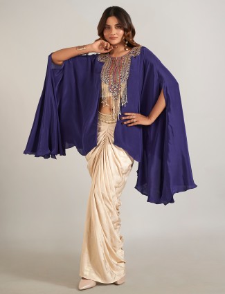 Beige designer indowestern suit in silk