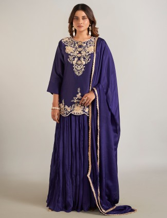 Navy pakistani silk lehenga suit