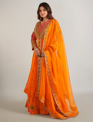 Orange georgette designer lehenga suit