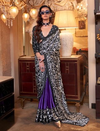 Sophisticated crepe purple saree