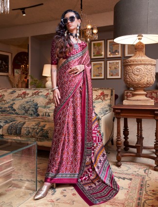 Elegant wine saree for wedding