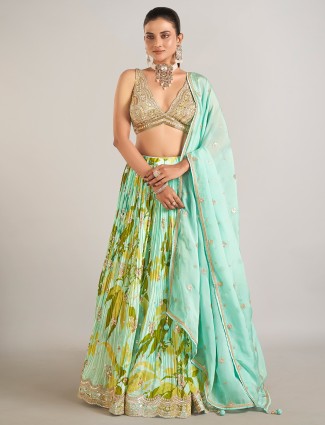 Mint green lehenga choli for women