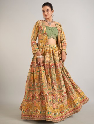 Multi color silk wedding wear lahenga choli