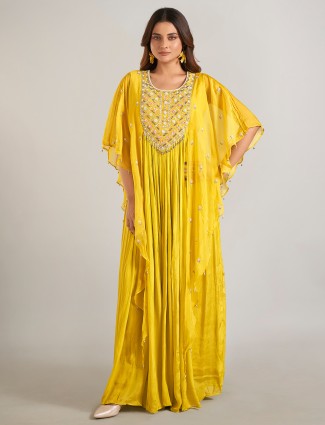 Yellow georgette wedding wear designer suit
