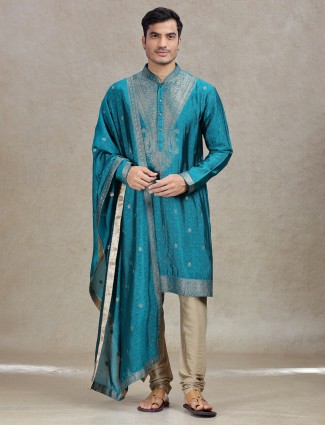 Rama green enchanting elegance mens kurta suit