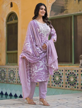 Light Purple Silk Kurti Set for Women