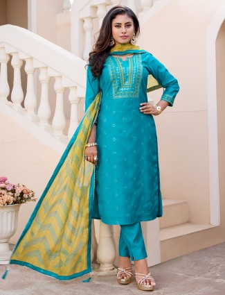 Aqua silk festival wear salwar suit