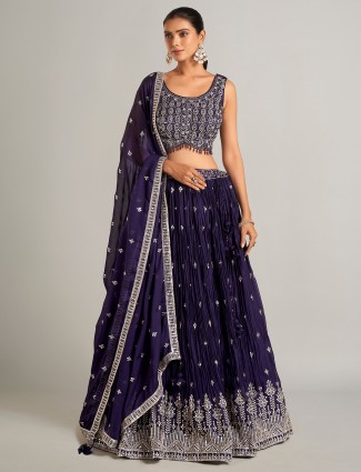 Dark purple wedding wear lahenga choli