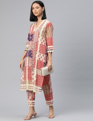 Multi color cotton silk kurti set with print for Women