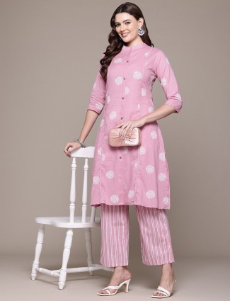 Onion pink cotton silk elegance kurti set for women