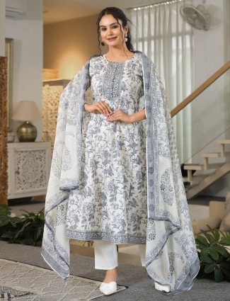 Glamour Grey printed cotton kurti set for women
