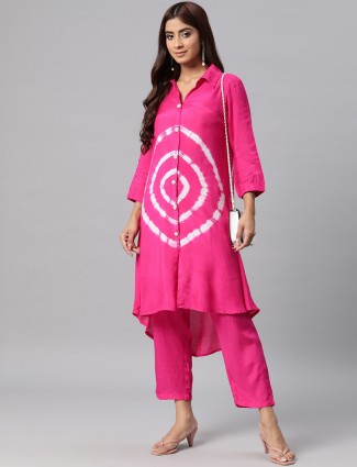 Rani color cotton silk kurti set i printed