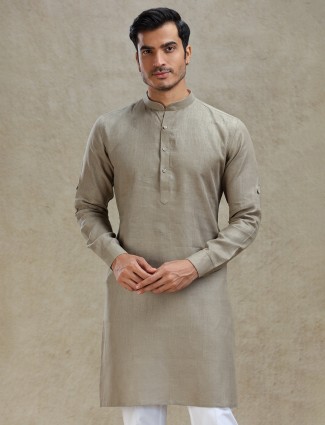 Moss green linen kurta for mahendi