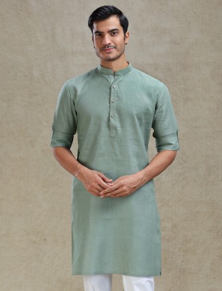 Sage green kurta for pooja and celebration