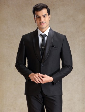Elegant black terry rayon reception coat suit