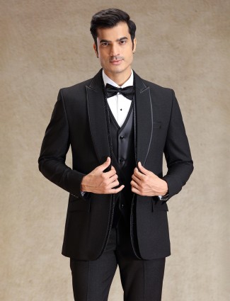 Sophisticated black terry rayon 5 pcs tuxedo