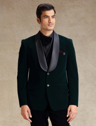 Rich green velvet 5 pcs tuxedo ensemble