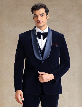Classic navy velvet 5 pcs tuxedo set