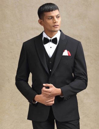 Black terry rayon blazer suit for evening events