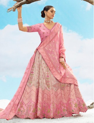 Stunning pink silk lehenga choli for women