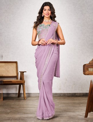 Light purple ready to wear saree for women