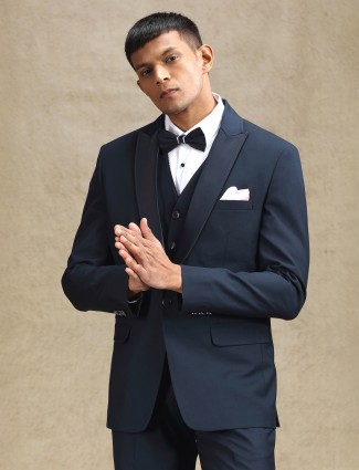Navy formal coat suit in terry rayon for celebrations