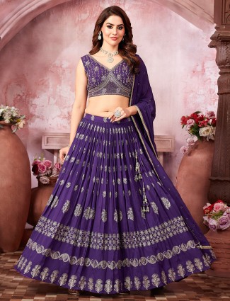 Pink silk bridal syle unstitched lehenga choli with sequins embellishment