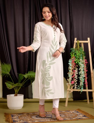 Latest green silk kurti for women