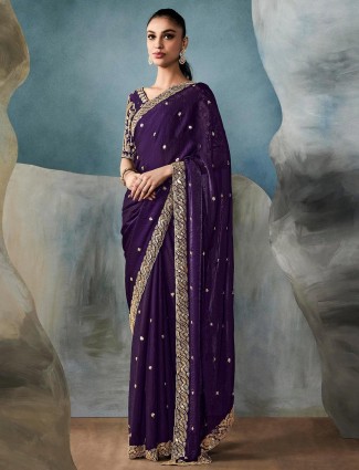 Purple tissue silk saree perfect for weddings