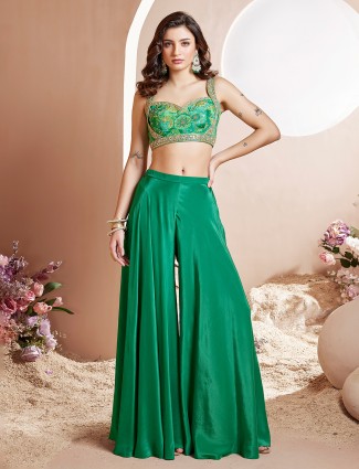 Soft silk green palazzo suit with sophisticated appeal