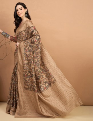Olive silk saree for party wear