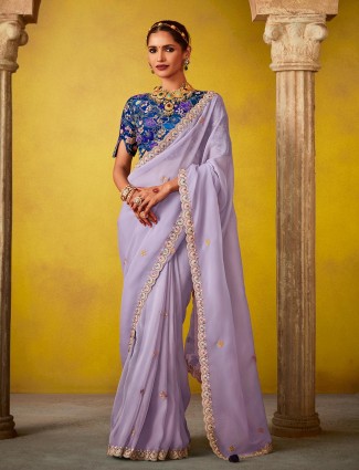 Light blue designer net Saree