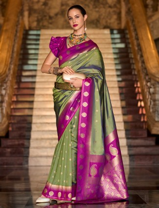 Mehendi Green banarasi silk saree