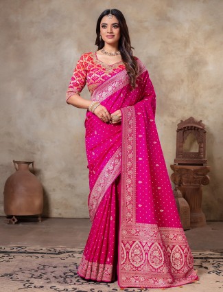 Rani zari weaving saree for wedding