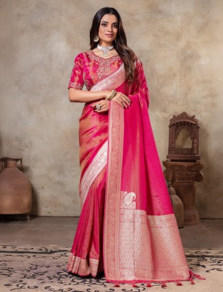 Khaki tissue silk saree for festive
