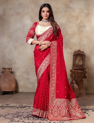 Zari weaving dola silk saree for wedding wear