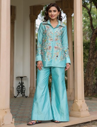 Light blue silk tencel co-ord set for festival
