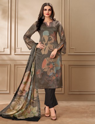 Black organza salwar suit with print