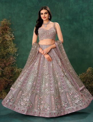 Glamorous grey net lehenga with sequins bridal special