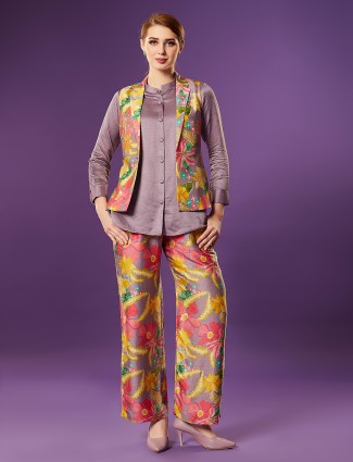 Trendy pastel purple silk co ord set