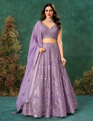 Lavish purple organza lehenga set for special events