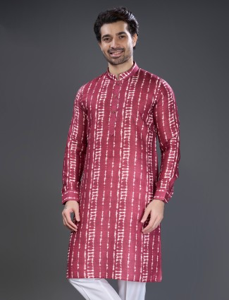 Maroon printed festive kurta set