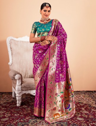 Pink paithani silk saree for festival
